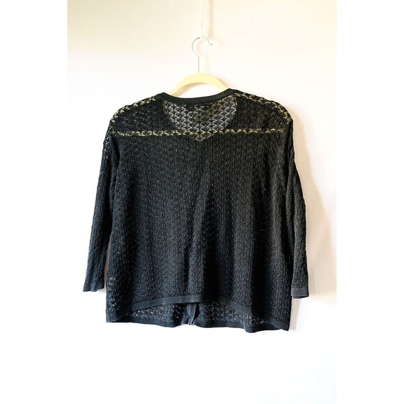 David Brooks XL Silk crochet black button down sweater cardigan goth witchy - Picture 3 of 6